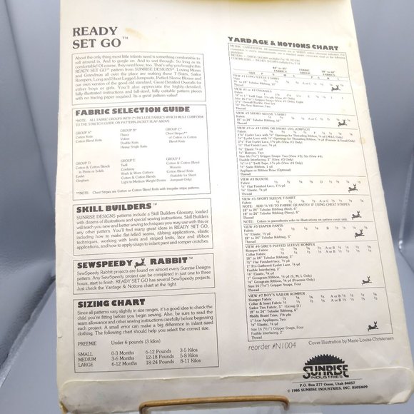 UNCUT Vintage Sewing PATTERN Ready Set Go N1004 Strictly Kids Stuff 1985 Overall - Picture 2 of 2